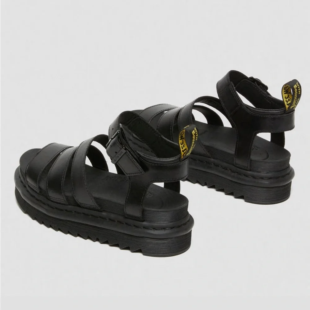 Dr. Martens BLAIRE Black Leather Platform Gladiator Sandals - Picture 2 of 9